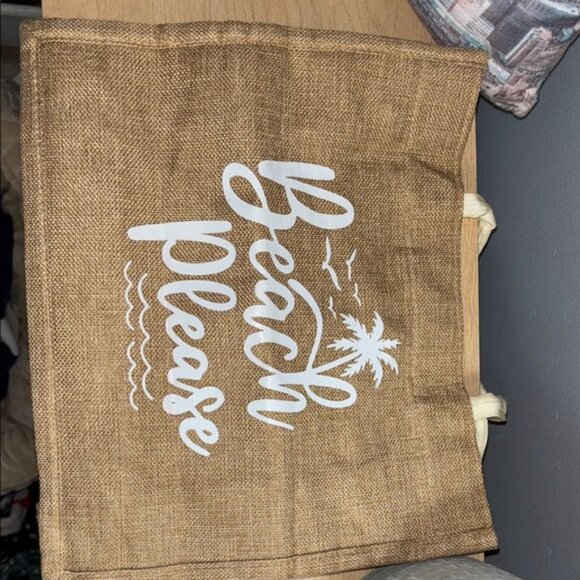 Chic Brown Beach Tote with Palm Print - Picture 11 of 11